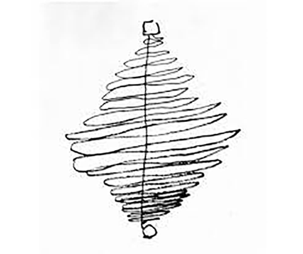 1 The Mother made this drawing to explain to a child the meaning of Yoga. Man is at the bottom, the Divine at the top. The wavy line is the path of the ordinary life, the straight line the path of yoga