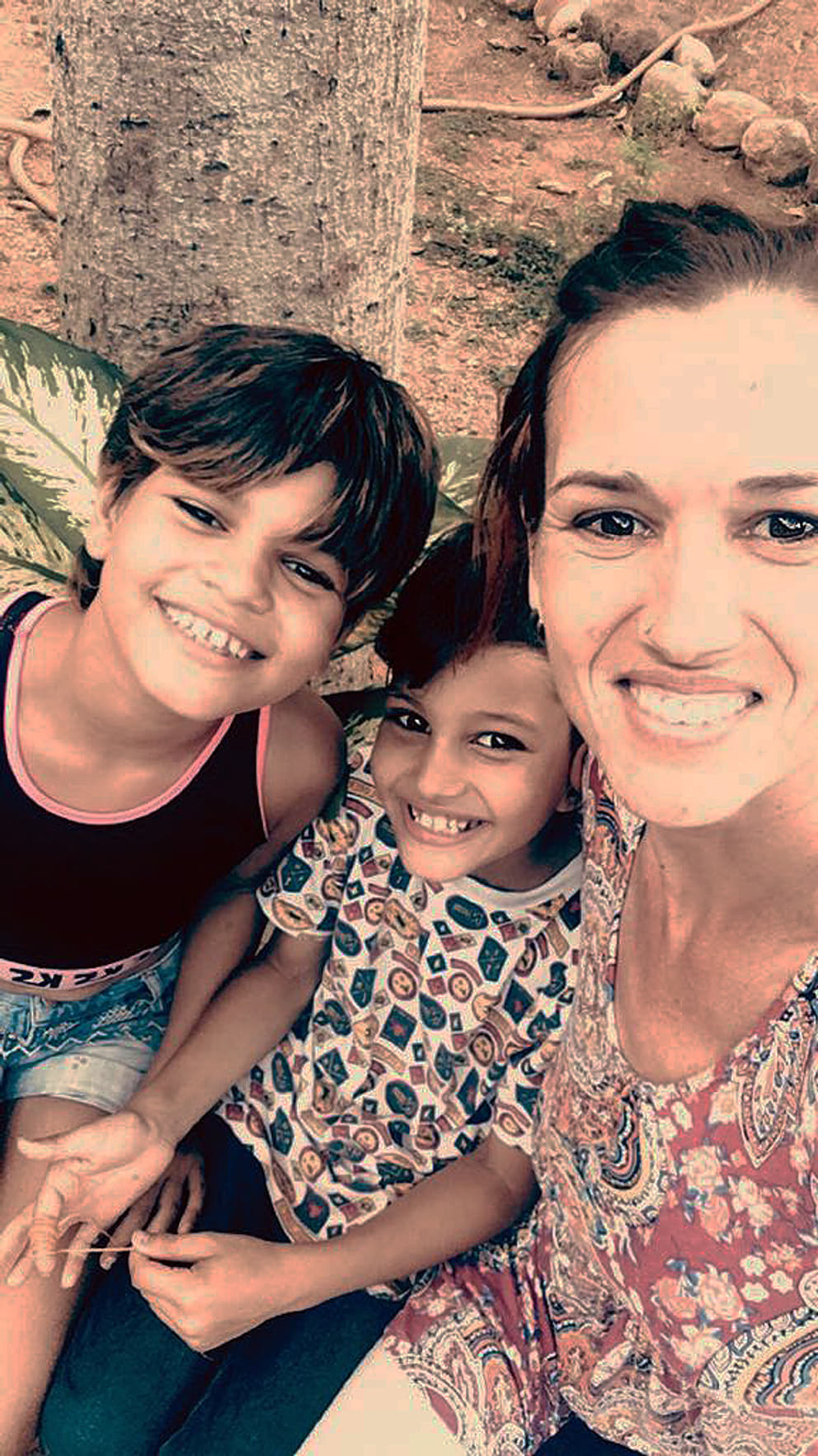 Emma (right) with her children Evangel (left) and Luca
