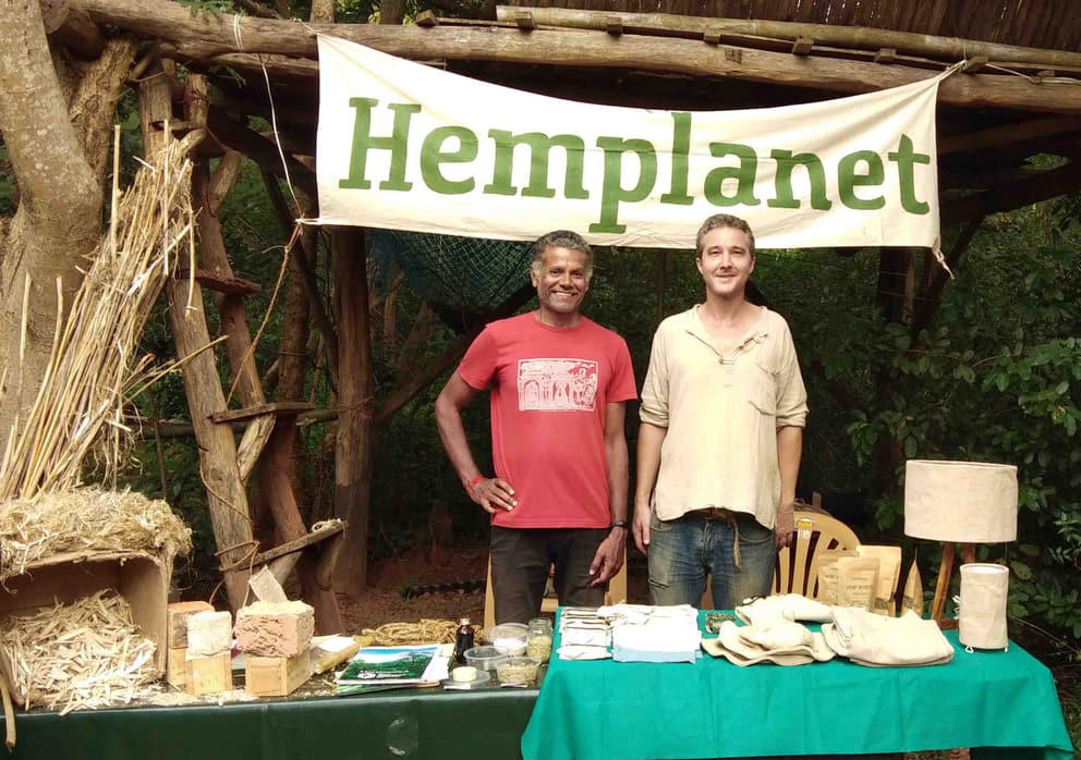Sasi and Tom at the Hemplanet stall