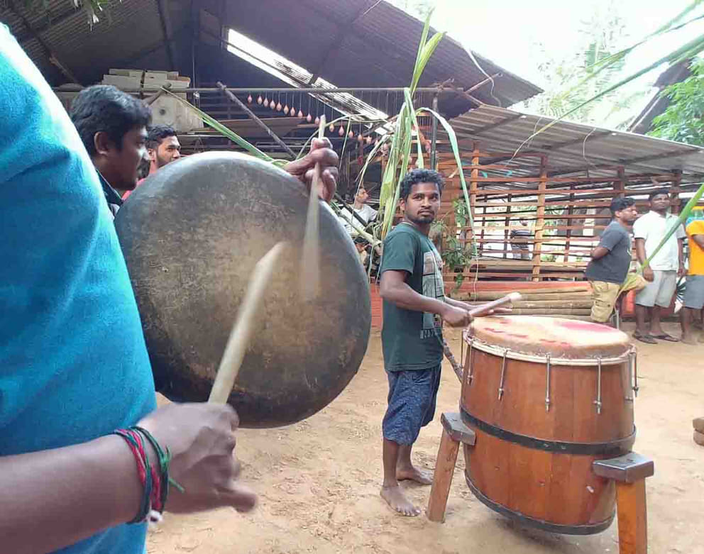 Gong and drum made by Svaram