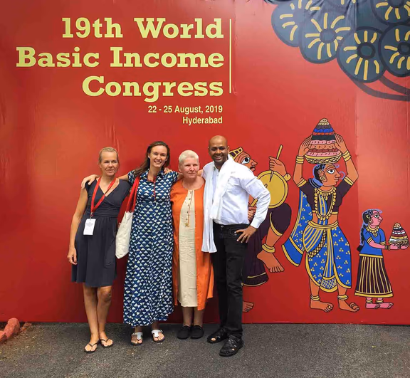 1 From left: Stephanie, Suryamayi, Inge and Lakshay at the 19th World basic Income