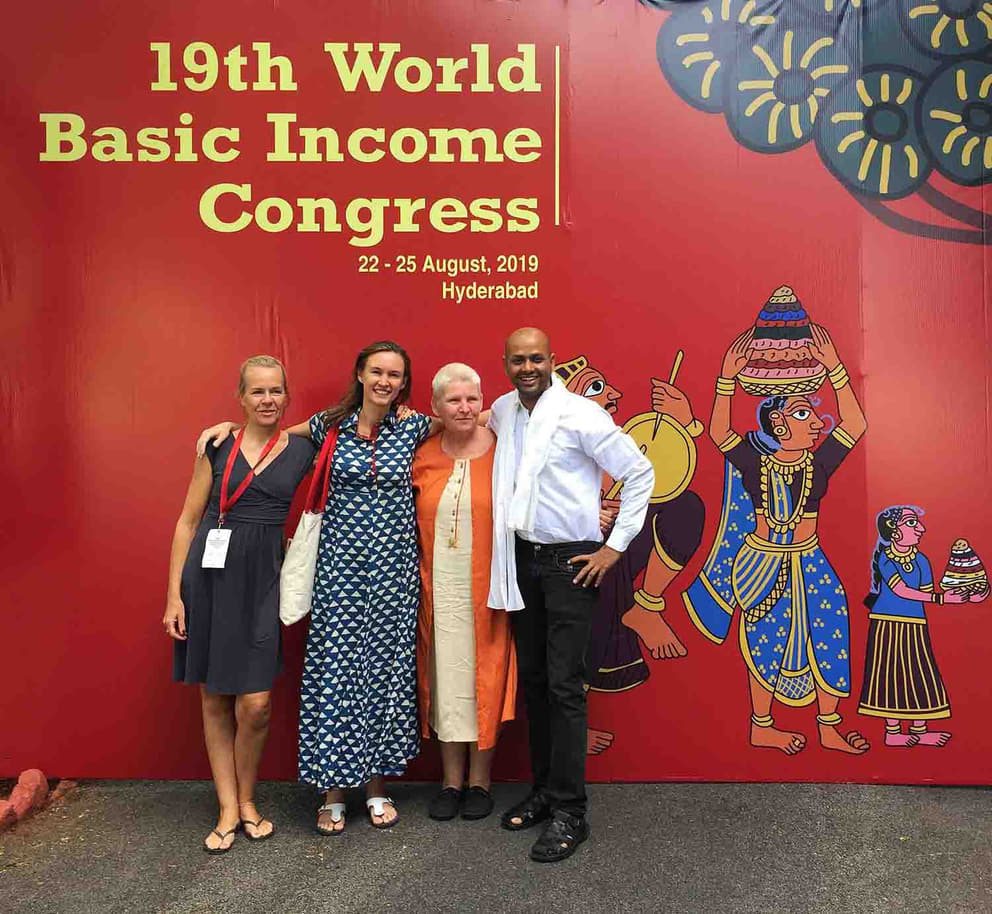 1 From left: Stephanie, Suryamayi, Inge and Lakshay at the 19th World basic Income