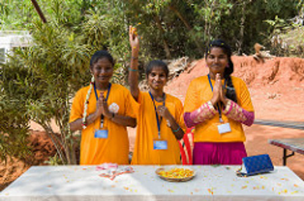 Welcoming guests to the Sangamam