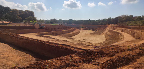 The ongoing excavation of the second lake stretch. Photo taken on April 23rd, 2024