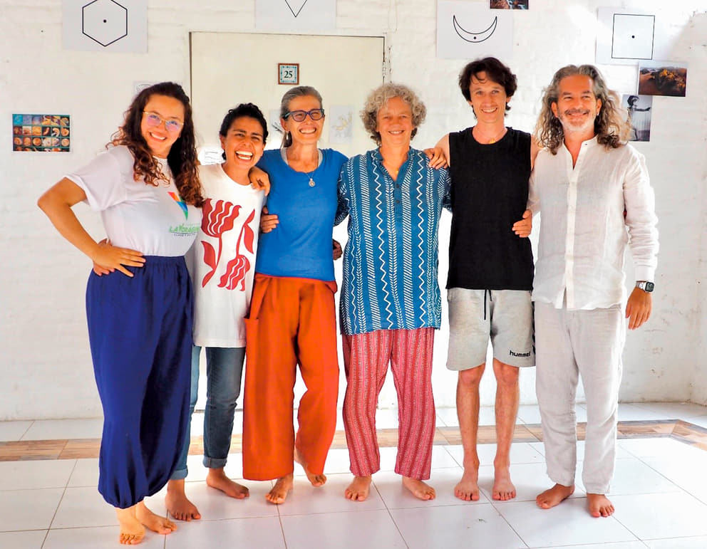 Rosa Aleman Lopez, third from left, with Francesco, second from right, and a group of South American students from their advanced workshop in Colombia