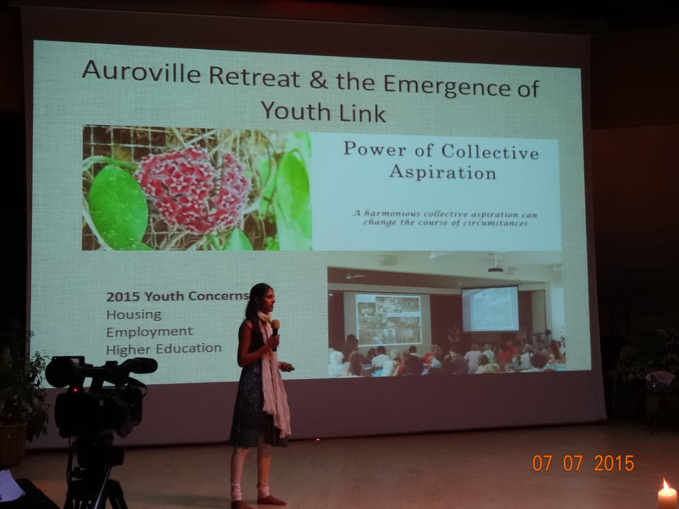 Kavitha presenting Auroville at the Global Ecovillage Network Summit in Scotland