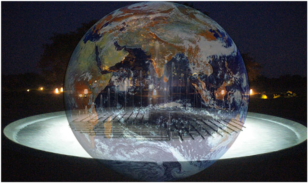 Photo illustration - Fountain and earth
