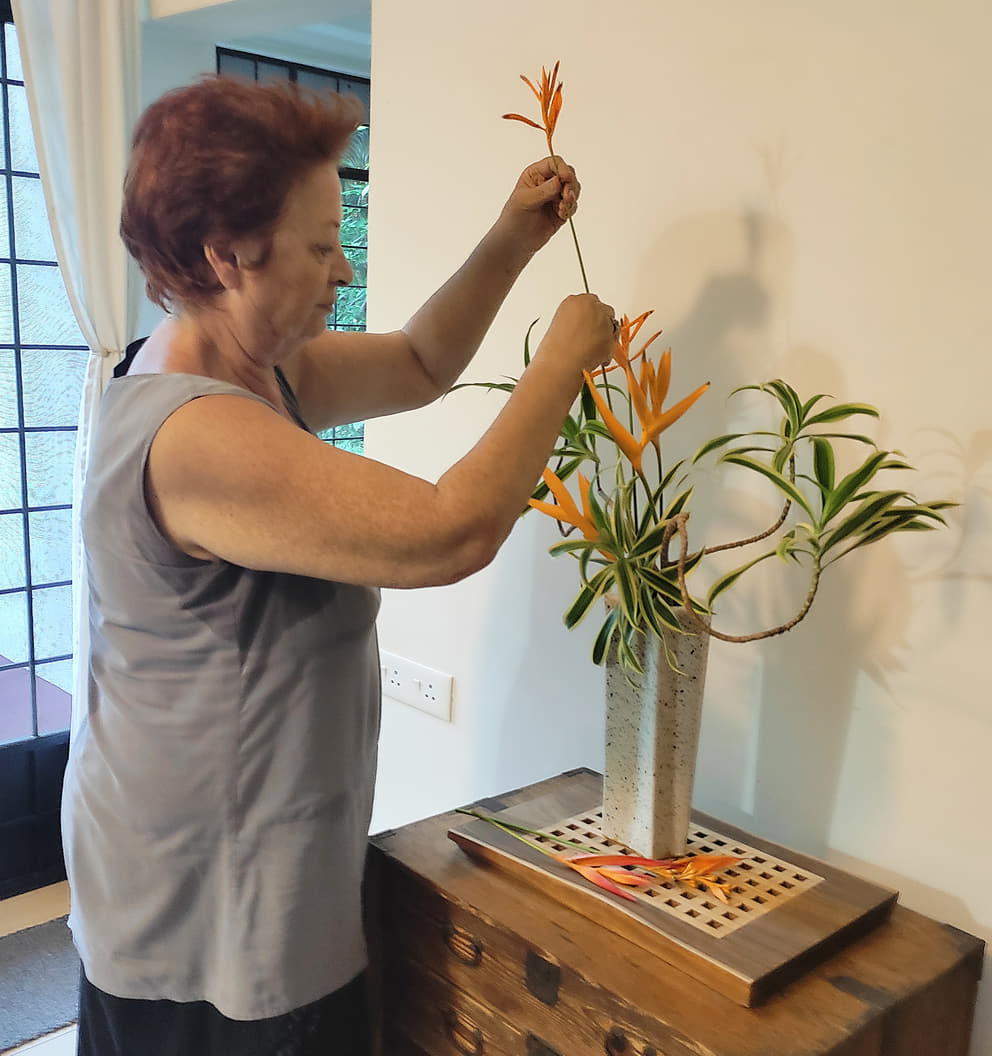 Valeria preparing ikabana