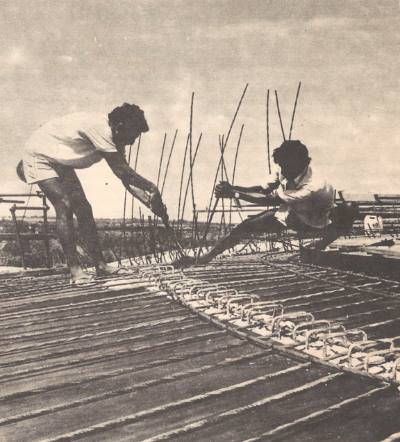 Rebar work at the top of Matrimandir