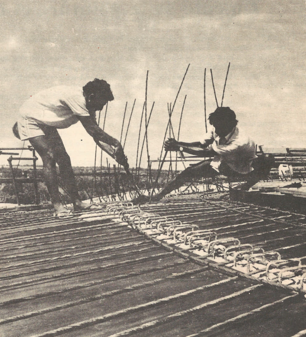 Rebar work at the top of Matrimandir