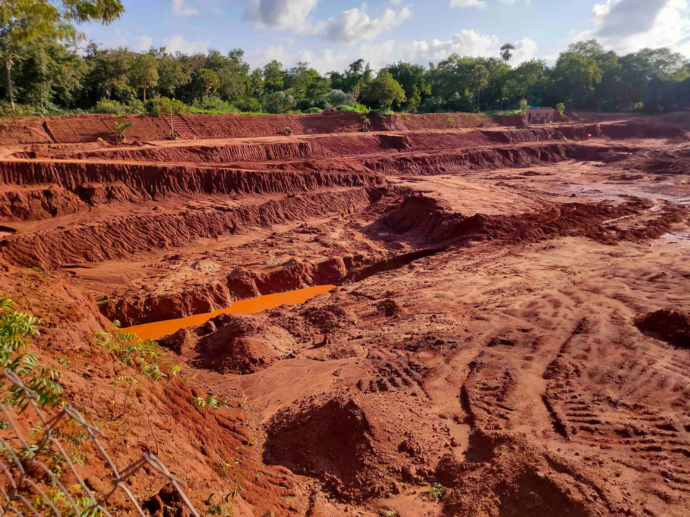 The excavation of the test pond for the Matrimandir Lake