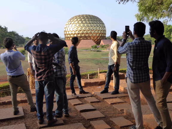 Day visitors at the Matrimandir viewing point