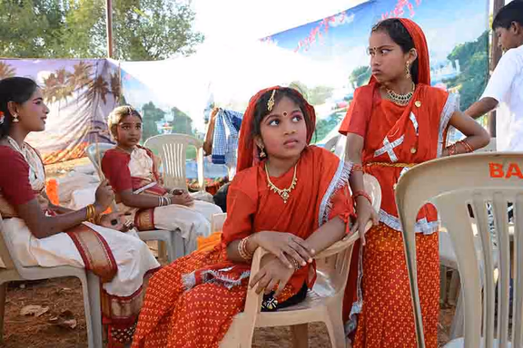 Waiting their turn for the performance