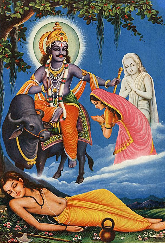 Death claims Satyavan’s soul while Savitri pleads for his return to life