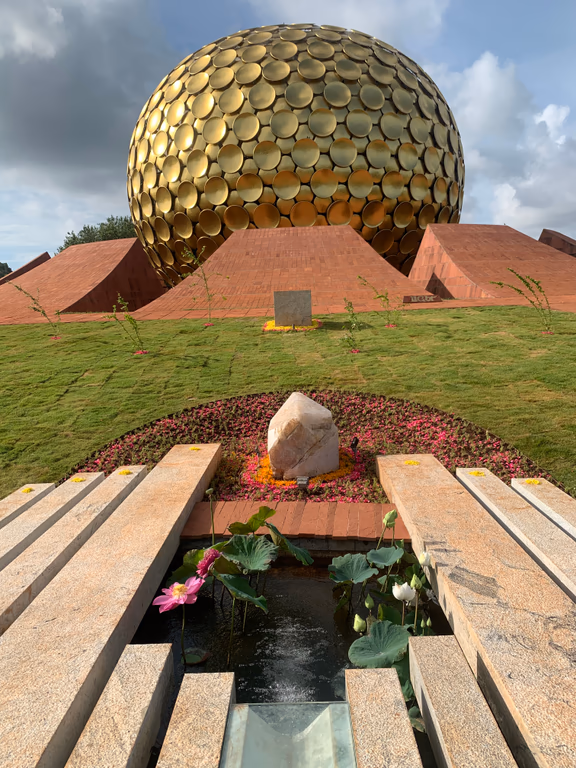 Lotus flowers and a quartz crystal are focal points of the Garden of Light