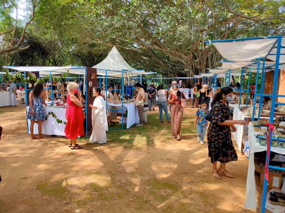 A quiet moment at the international pottery market