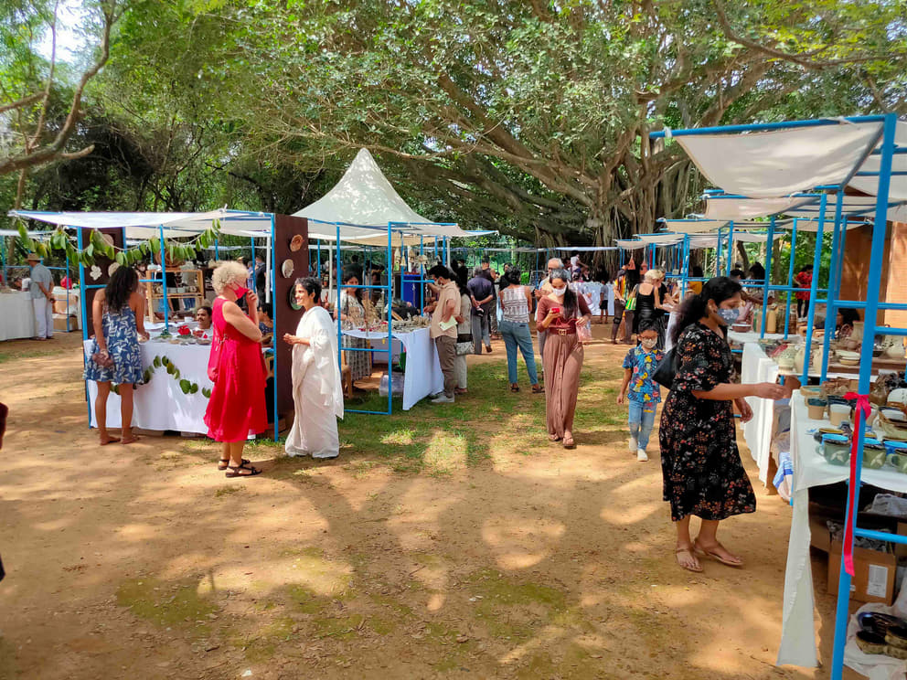 A quiet moment at the international pottery market