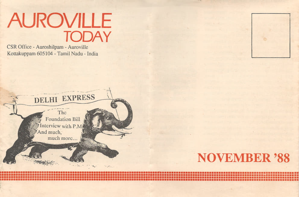 First issue of Auroville Today, November 1988