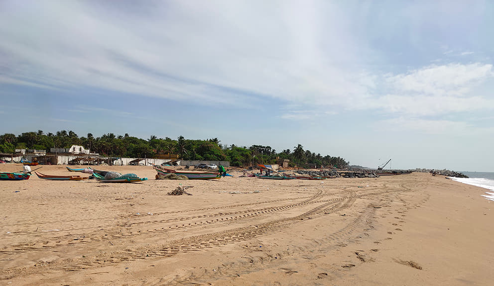 The new beach at Halcyon (with the white wall) and Simplicity