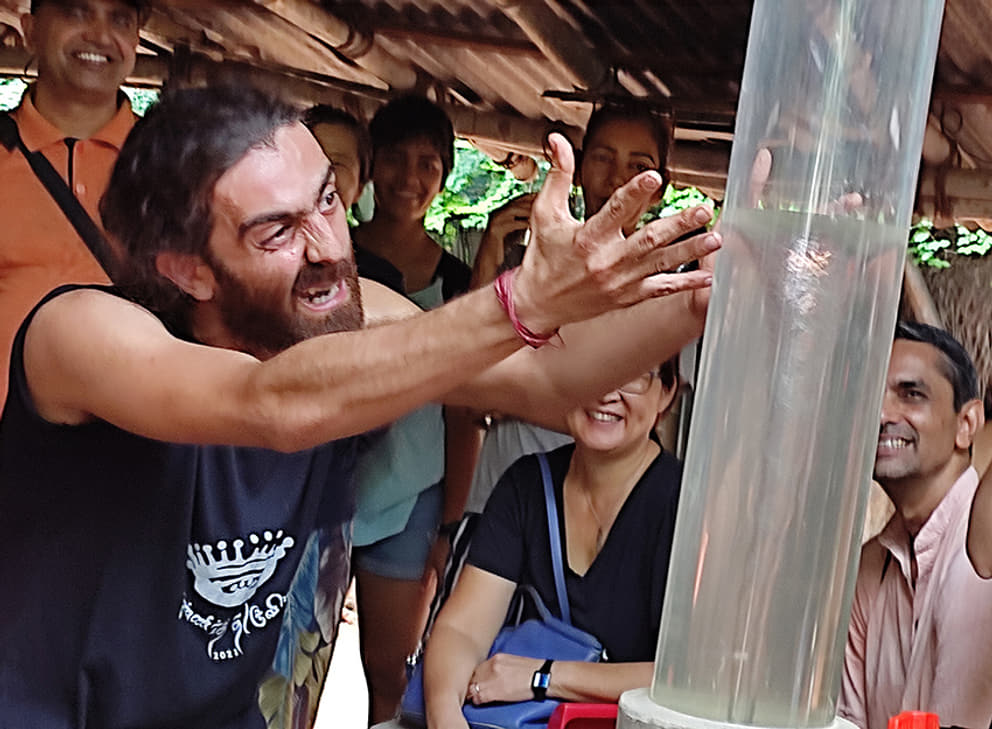 Professor H2O invokes the raising of the water vortex