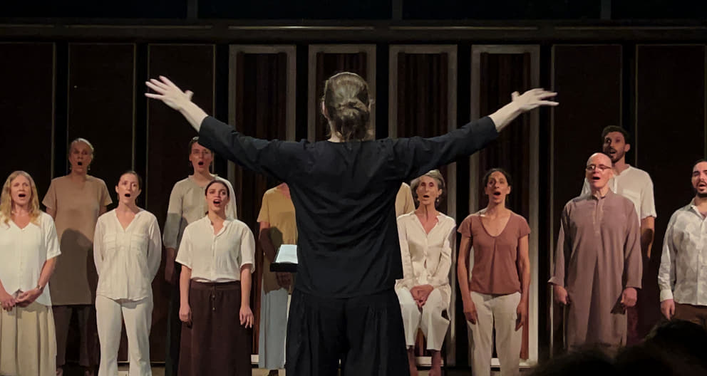 Nuria conducting the Auroville Choir
