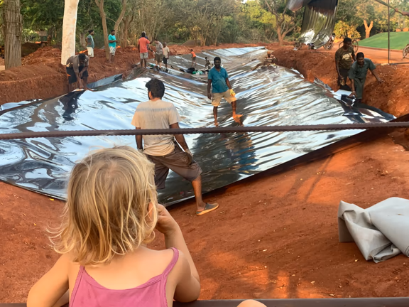 Installing the waterproofing liner