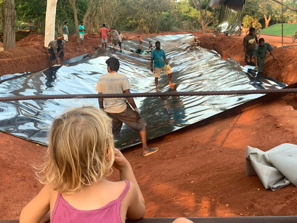 Installing the waterproofing liner