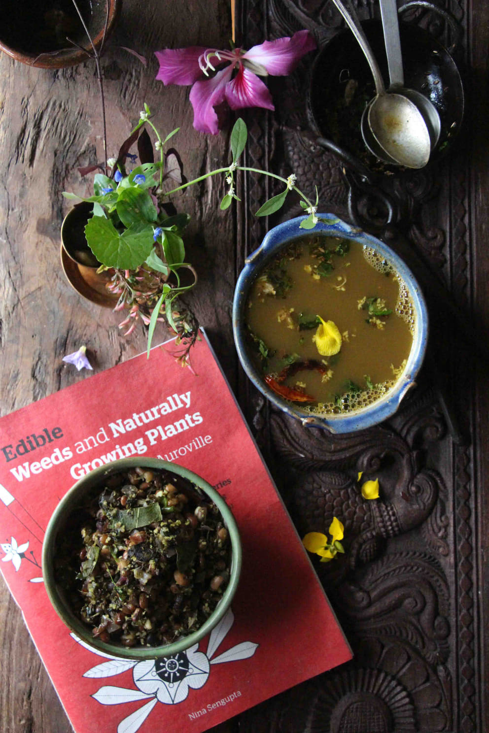 soup and curry using wild uncultivated greens by cultural anthropologist Deepa Reddy